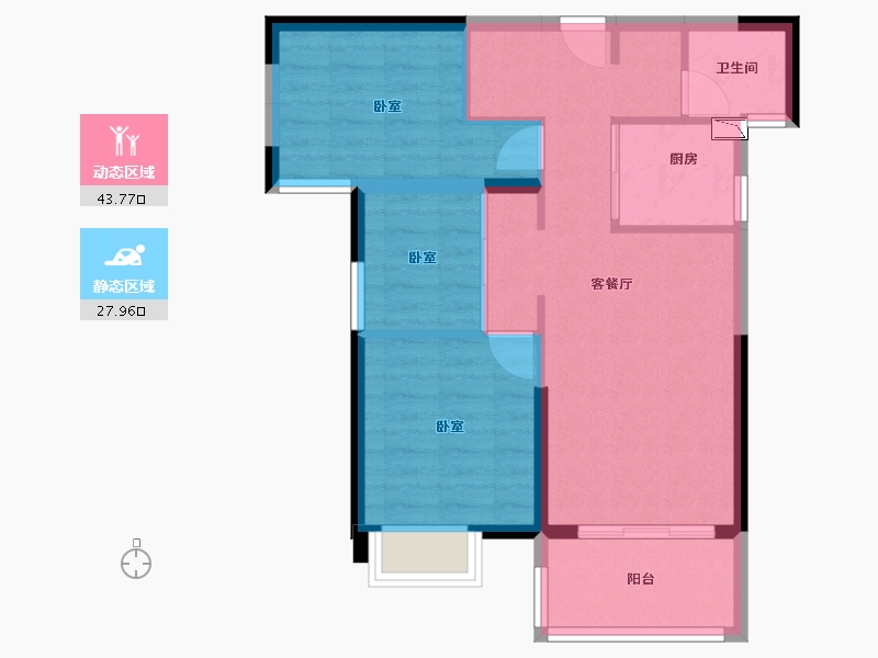 福建省-泉州市-新美居海湾广场-64.00-户型库-动静分区