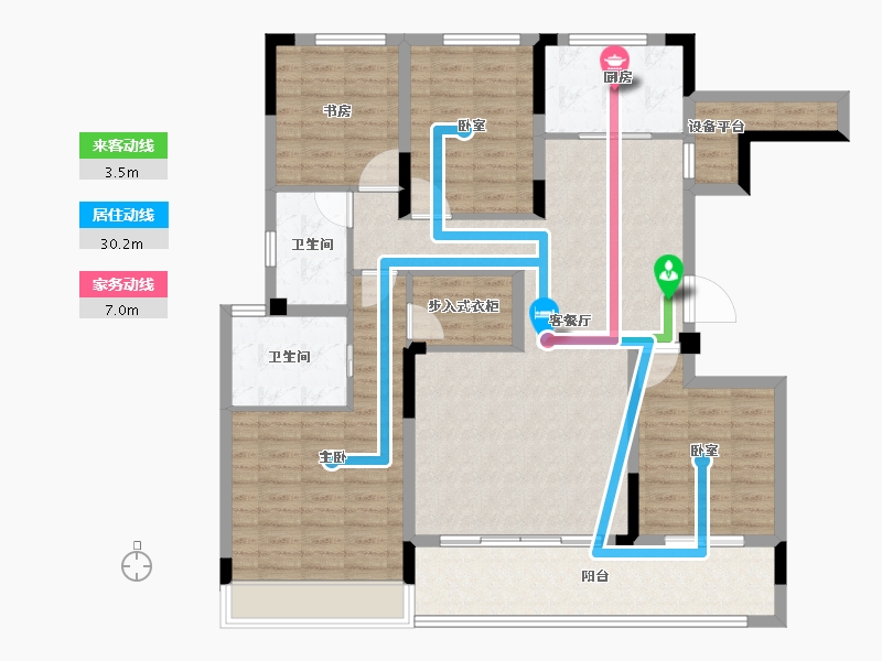 浙江省-绍兴市-融创绍兴壹号院-125.88-户型库-动静线