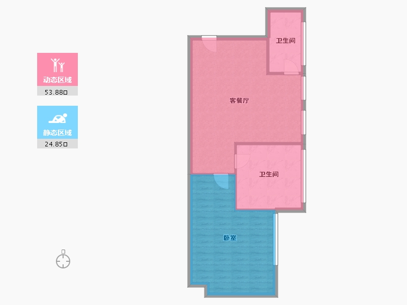 浙江省-杭州市-开元广场铂雅公馆-72.39-户型库-动静分区