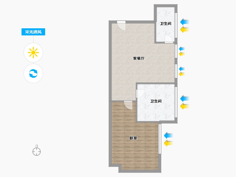 浙江省-杭州市-开元广场铂雅公馆-72.39-户型库-采光通风