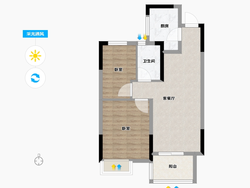 浙江省-嘉兴市-海伦堡氿月湾-60.00-户型库-采光通风