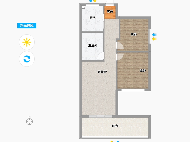 安徽省-阜阳市-绿地太平湖-72.00-户型库-采光通风