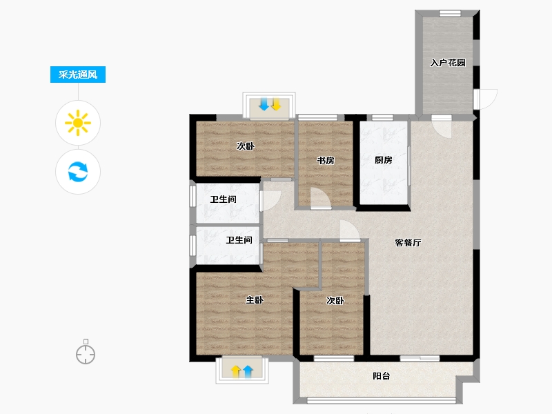 江西省-九江市-联发碧桂园·天璞-104.00-户型库-采光通风