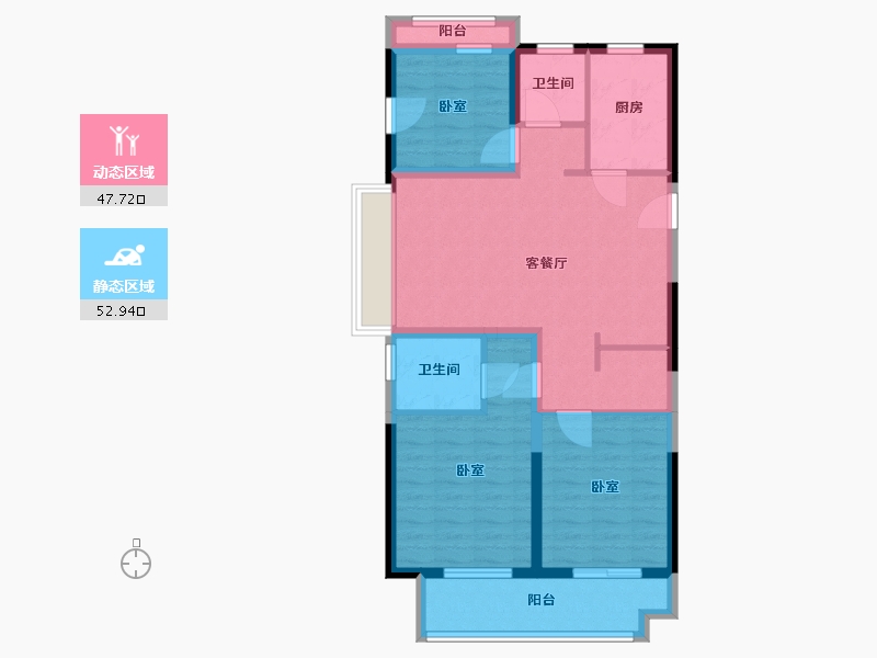 浙江省-宁波市-德信&amp;新中宇-云成大境-90.00-户型库-动静分区