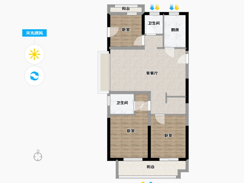 浙江省-宁波市-德信&amp;新中宇-云成大境-90.00-户型库-采光通风