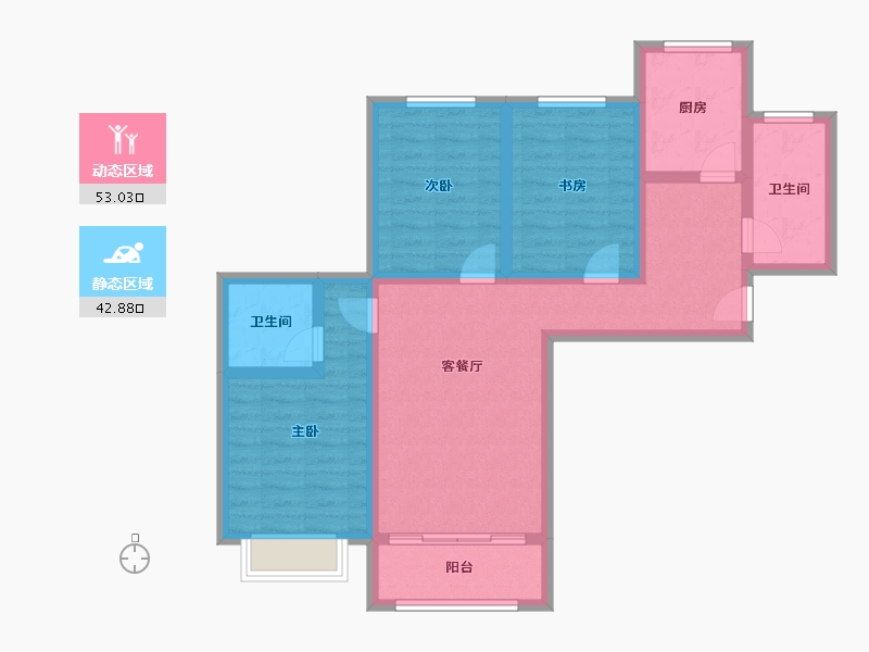 甘肃省-兰州市-亚太清湖湾-84.14-户型库-动静分区