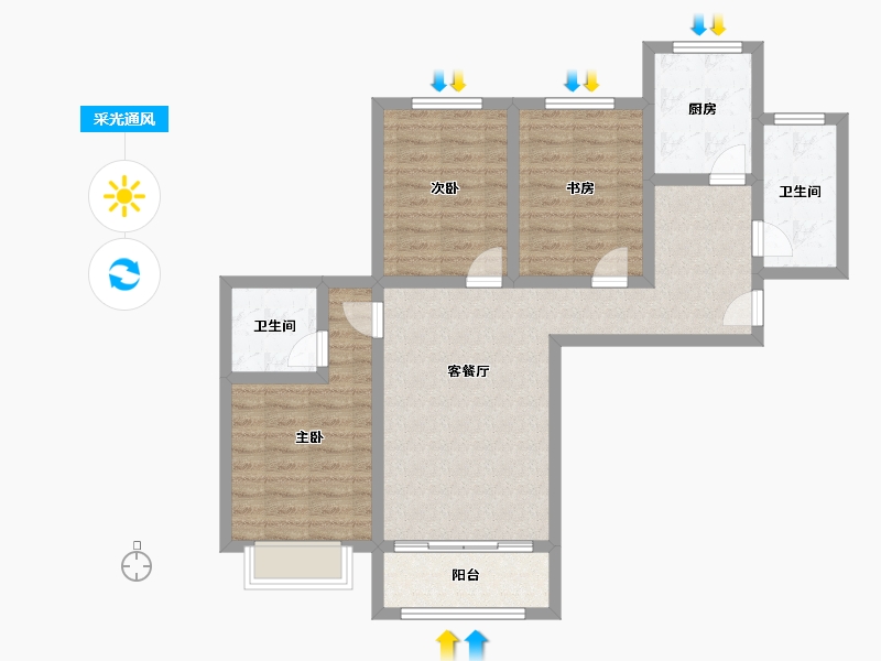 甘肃省-兰州市-亚太清湖湾-84.14-户型库-采光通风