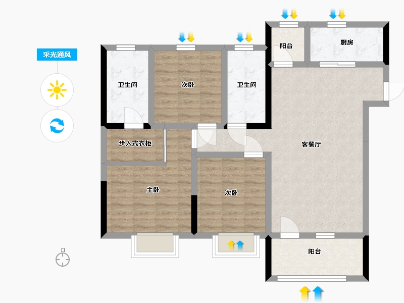 山东省-青岛市-山钢建设凭海临风-94.00-户型库-采光通风