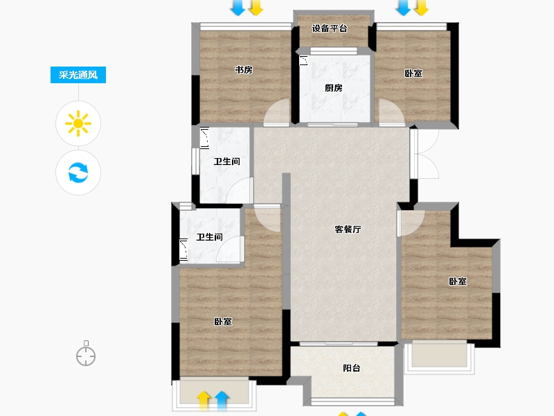 浙江省-丽水市-祥生和泰观澜府-84.00-户型库-采光通风