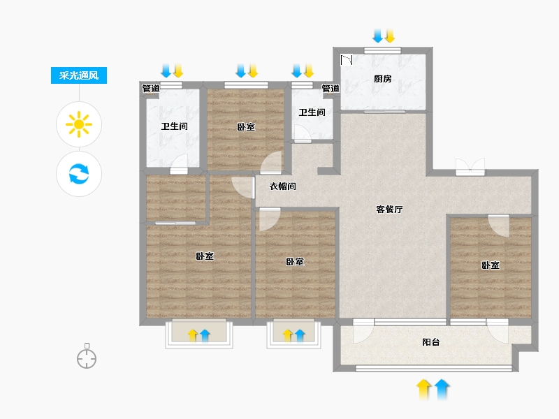 山东省-青岛市-旭辉银盛泰博观一品-114.42-户型库-采光通风