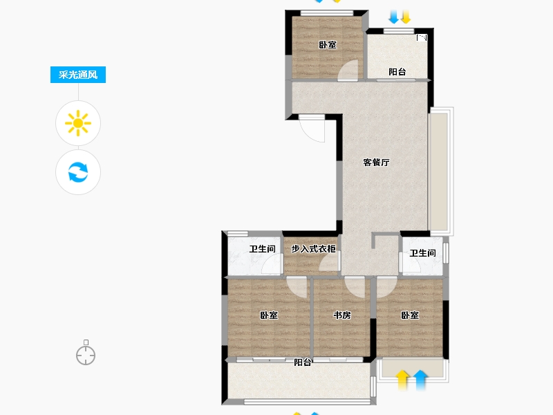 浙江省-绍兴市-樾芯城-94.00-户型库-采光通风