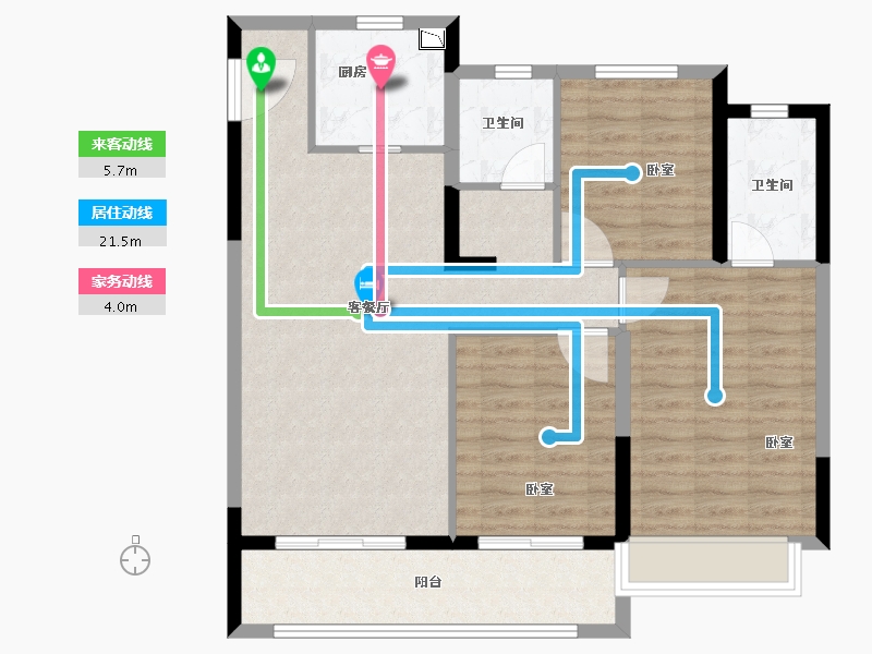 浙江省-绍兴市-世茂美的云筑-93.00-户型库-动静线