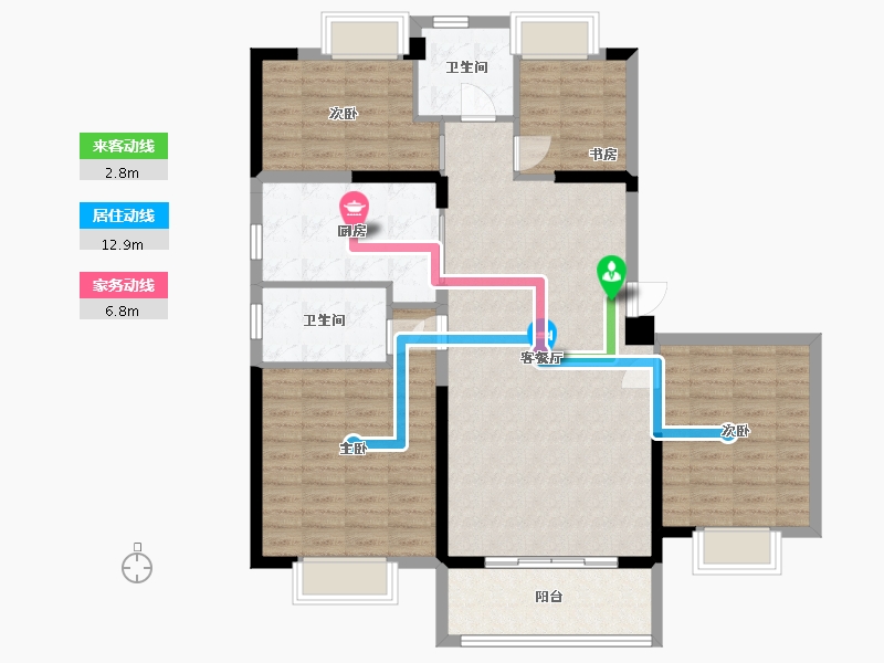 江西省-九江市-联发碧桂园·天璞-113.60-户型库-动静线