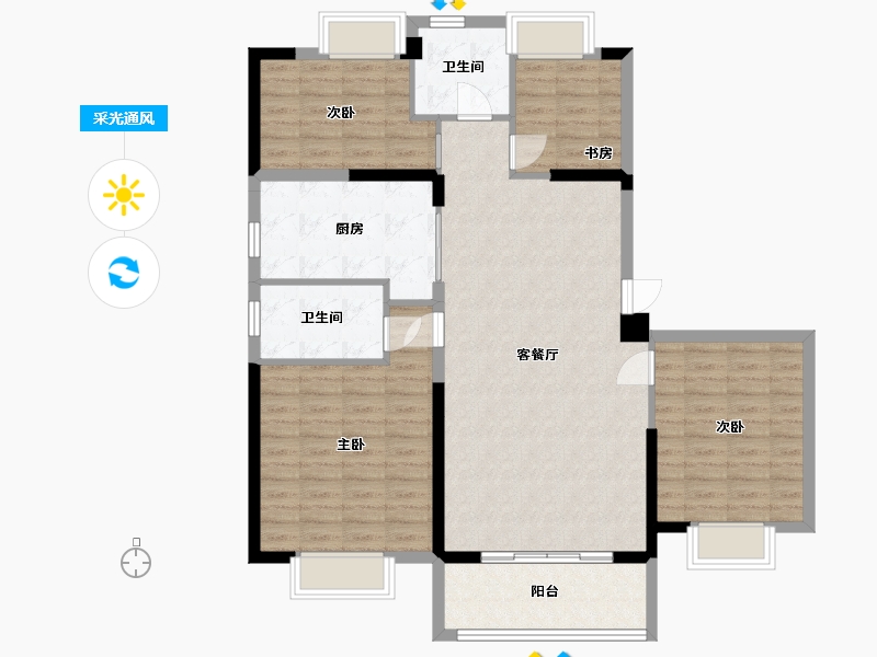 江西省-九江市-联发碧桂园·天璞-113.60-户型库-采光通风