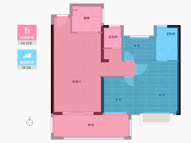 福建省-泉州市-武夷时代天越-86.00-户型库-动静分区