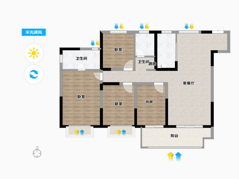 江苏省-无锡市-红豆天一华府-116.99-户型库-采光通风