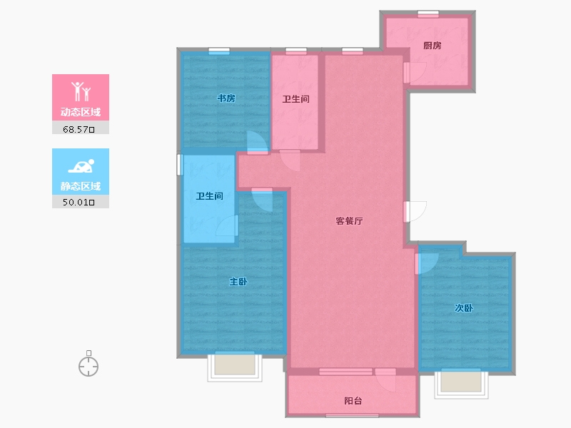 山东省-青岛市-城发长江瑞城-106.50-户型库-动静分区