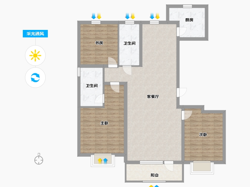 山东省-青岛市-城发长江瑞城-106.50-户型库-采光通风