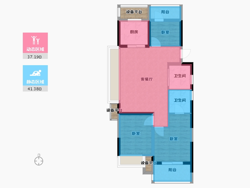 浙江省-宁波市-宝龙雅戈尔·江汇城-73.25-户型库-动静分区