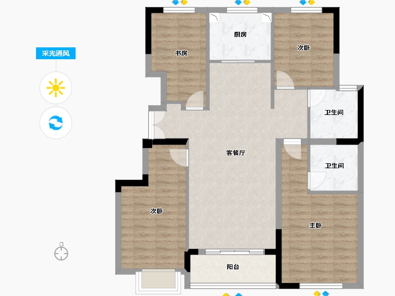 江苏省-泰州市-姜堰中天桃李府-99.00-户型库-采光通风