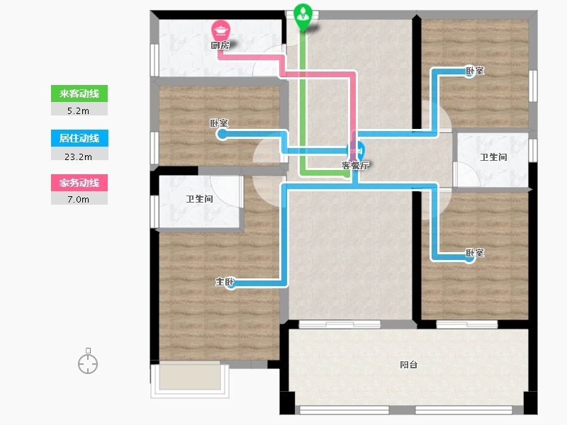 福建省-泉州市-百捷中央公园御府-103.66-户型库-动静线