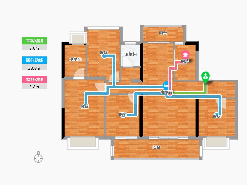 江苏省-南通市-碧桂园翡翠华府-112.00-户型库-动静线