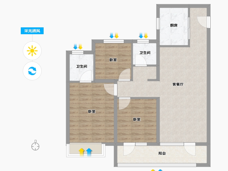 山东省-青岛市-越秀星汇城-85.00-户型库-采光通风