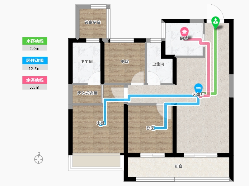 浙江省-绍兴市-亚厦东麟府-78.72-户型库-动静线