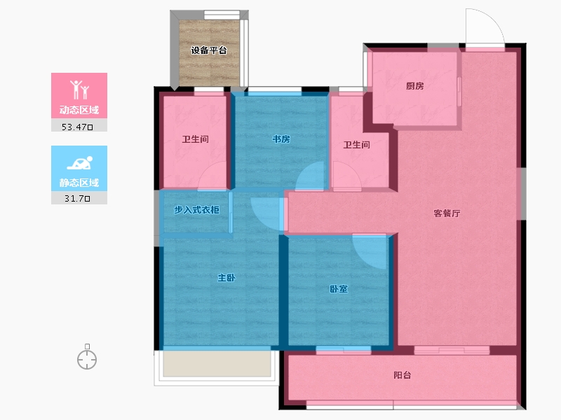 浙江省-绍兴市-亚厦东麟府-78.72-户型库-动静分区