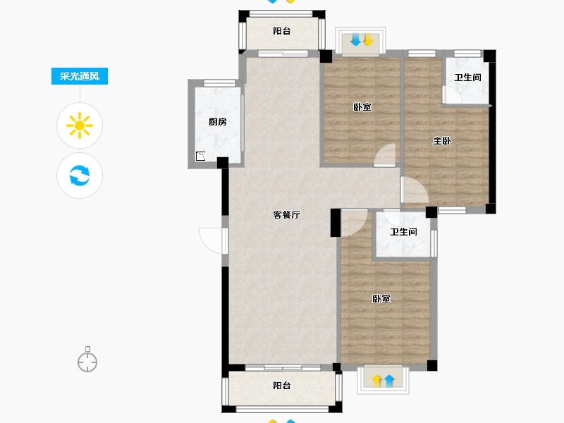 福建省-泉州市-创力悦城-102.06-户型库-采光通风