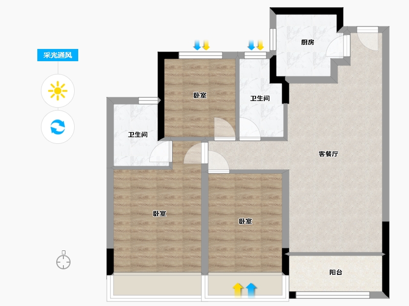 浙江省-湖州市-丽园-78.00-户型库-采光通风