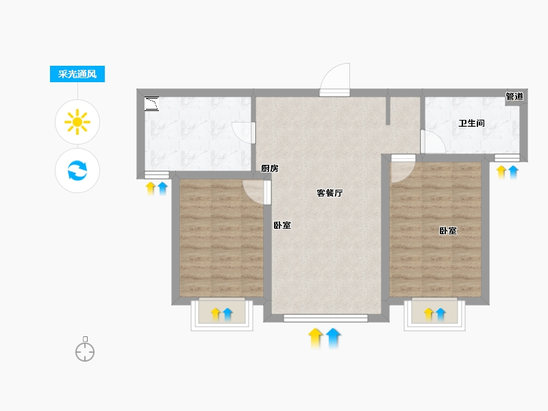 山东省-青岛市-锦厦新城桂园-66.58-户型库-采光通风