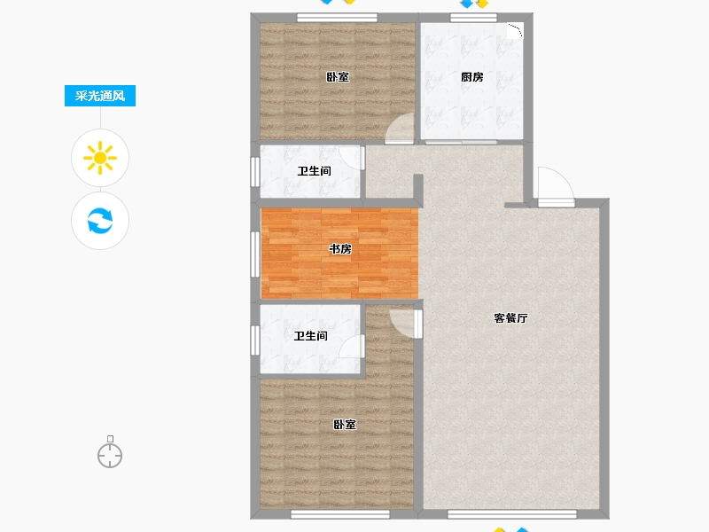 山东省-青岛市-锦厦新城桂园-107.96-户型库-采光通风