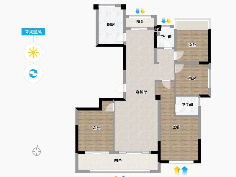 江苏省-泰州市-绿城春江明月-116.05-户型库-采光通风