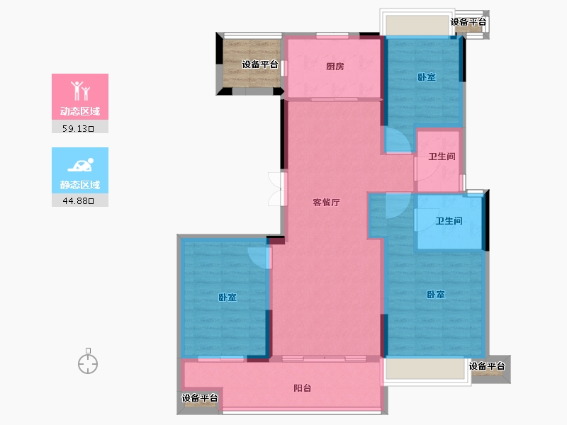 浙江省-金华市-南江悦-98.58-户型库-动静分区