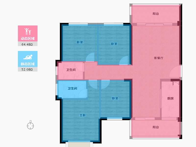 福建省-泉州市-源昌盛景湾-104.96-户型库-动静分区