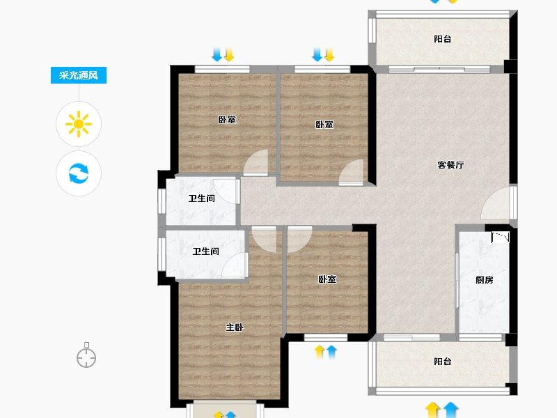 福建省-泉州市-源昌盛景湾-104.96-户型库-采光通风