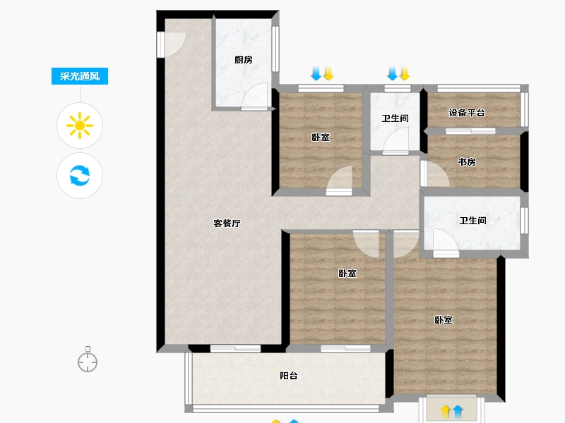 安徽省-亳州市-圣桦锦江天玺-104.00-户型库-采光通风