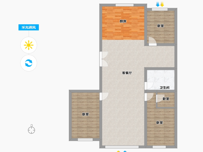 吉林省-辽源市-星源城湖语墅-106.77-户型库-采光通风