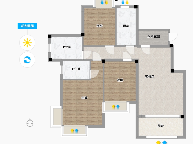 江西省-南昌市-美高东郊紫园-90.00-户型库-采光通风