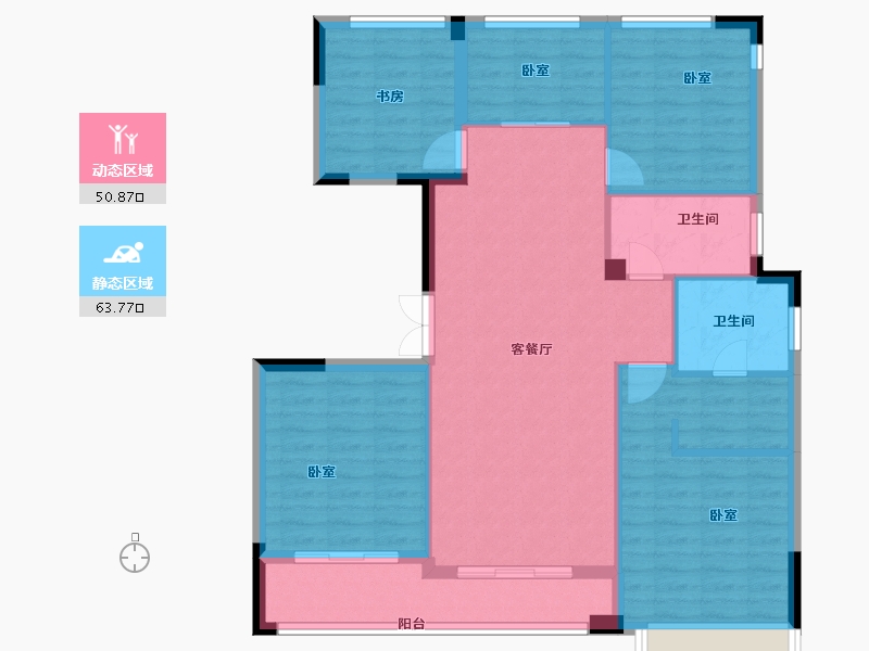 浙江省-宁波市-荣安香园2期-104.00-户型库-动静分区