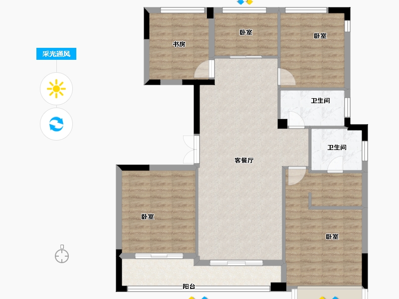 浙江省-宁波市-荣安香园2期-104.00-户型库-采光通风