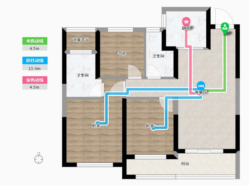 浙江省-绍兴市-亚厦东麟府-77.25-户型库-动静线