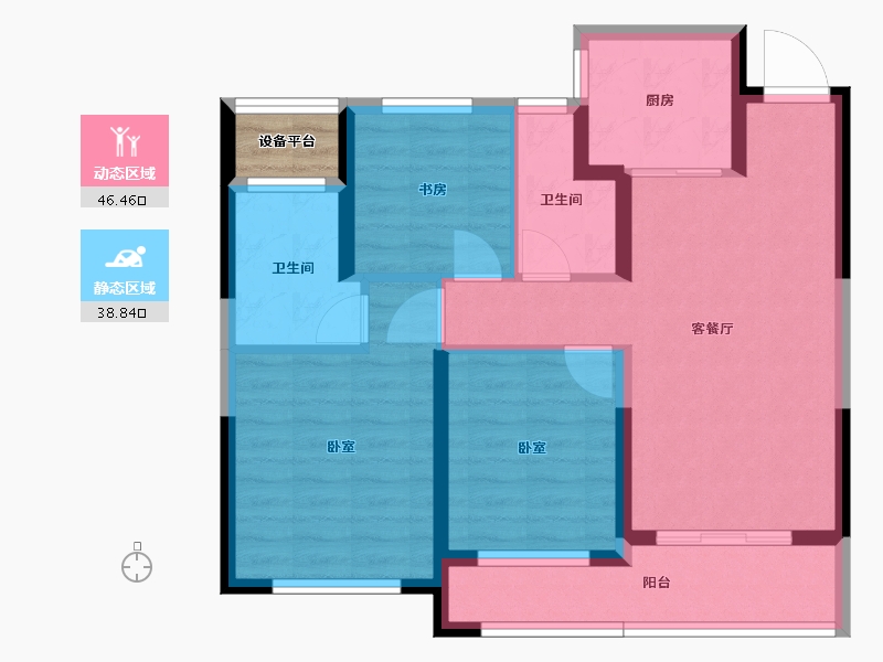 浙江省-绍兴市-亚厦东麟府-77.25-户型库-动静分区