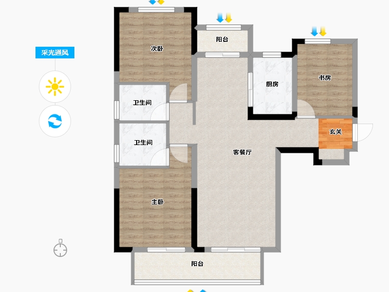 安徽省-阜阳市-祥源文旅城-99.00-户型库-采光通风