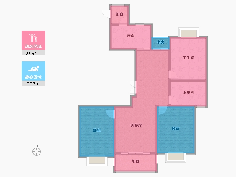 江苏省-南通市-银洲皇家学府-113.00-户型库-动静分区