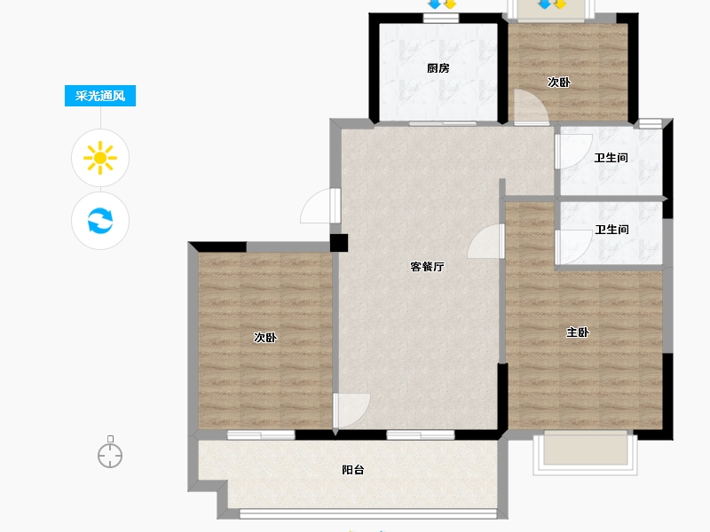 江西省-九江市-联发碧桂园·天璞-96.00-户型库-采光通风