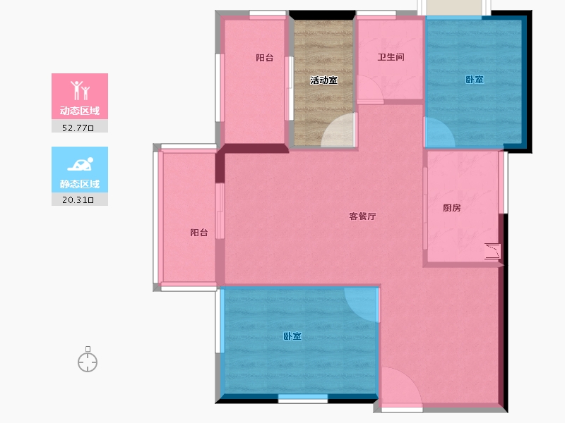 福建省-莆田市-滨溪正荣府-70.99-户型库-动静分区