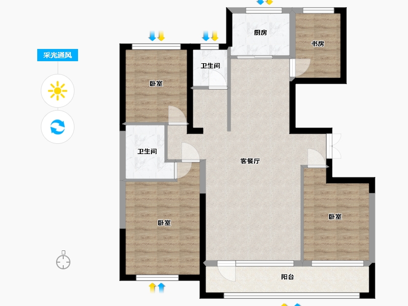 宁夏回族自治区-银川市-美林睿府-94.00-户型库-采光通风