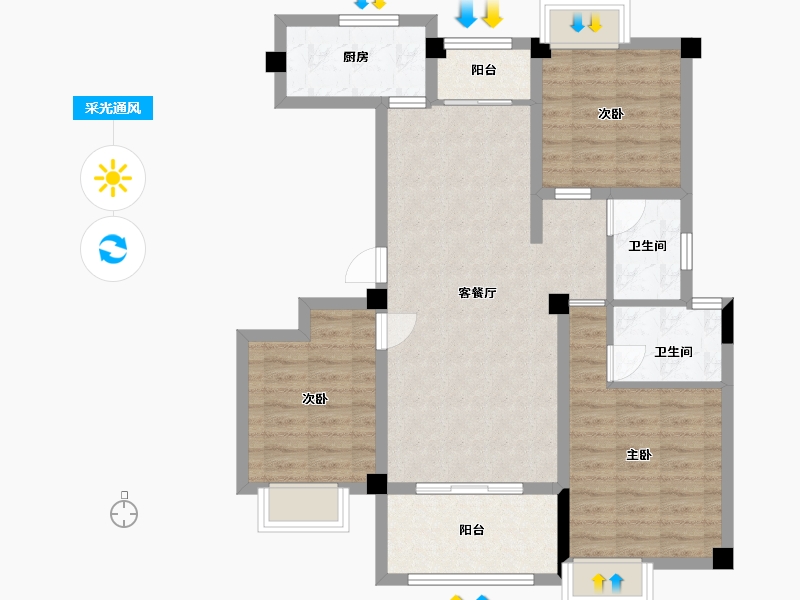 江西省-九江市-九瑞新城-87.65-户型库-采光通风